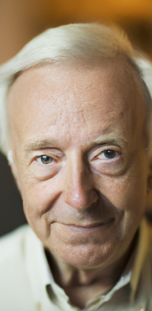 Älterer Mann mit freundlichem Gesicht und grauen Haaren, trägt ein helles Hemd.